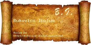 Bukovics Ibolya névjegykártya